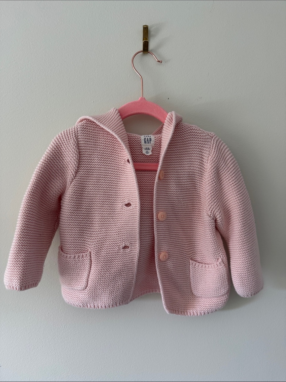 GAP Light Pink Knit Hooded Baby Jacket